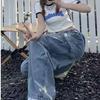 Straight Leg Jeans voor Dames Niche Design Losvallend en Multi-Pocket Wijde Pijpen Broek voor Dames Jeans