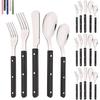 20Pcs Cutlery Set Acrylic Handle Tableware Knife Fork Set Stainless Steels Green Silver Western Dinnerware Home Kitchen Flatware
