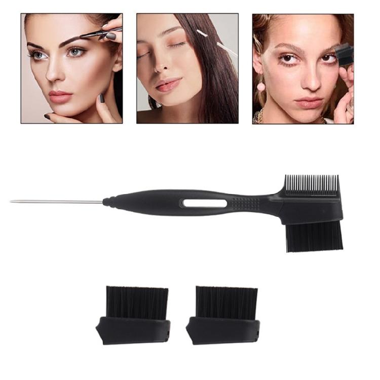 Hair Control Edge Brush with Metal Rat Tail Comb Double Sided Hair Styling Brush