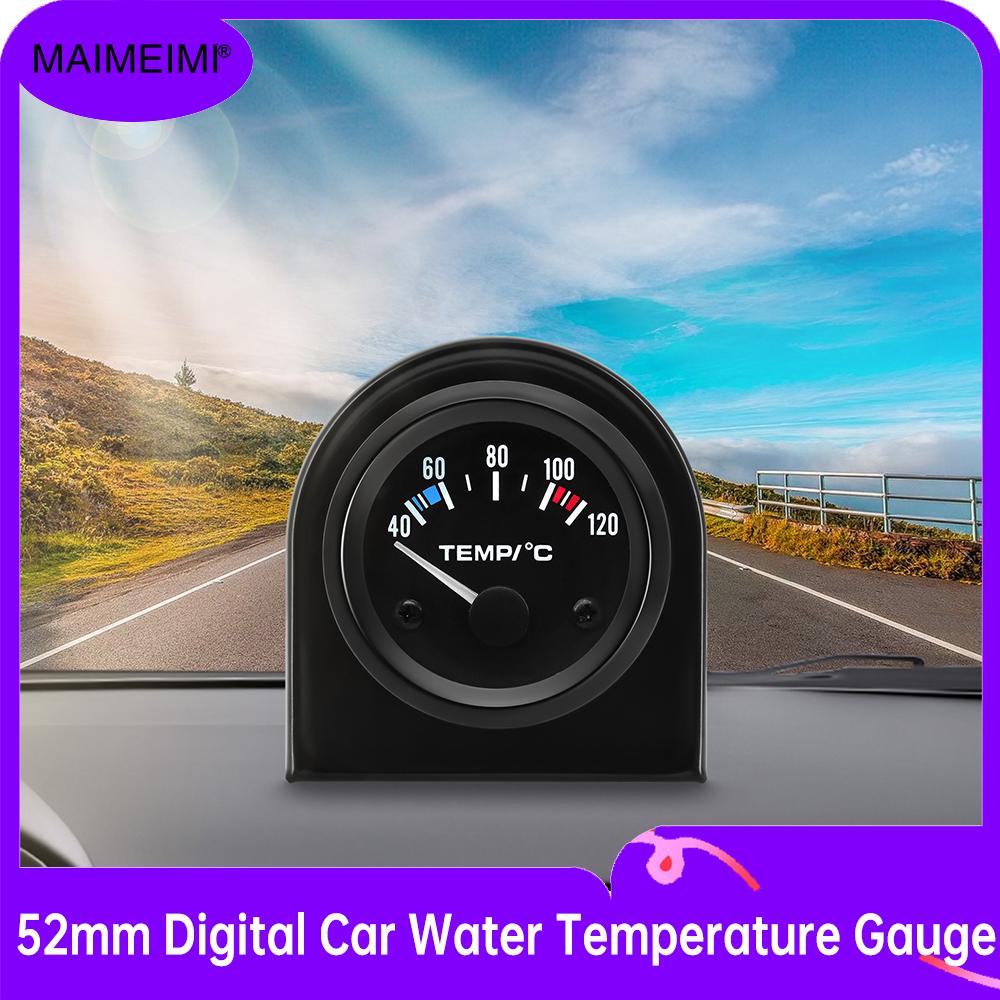 52mm Water Temperature Gauge with backlight 12V Automobile Digital pointer Car Gauge Black Shell With Sensor 40~120 Celsius water temperature