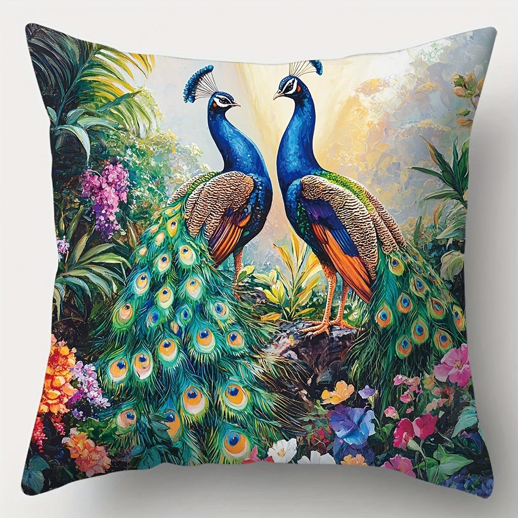 4-Piece Decorative Pillowcase Set – Featuring Peacock, Forest & Floral Designs