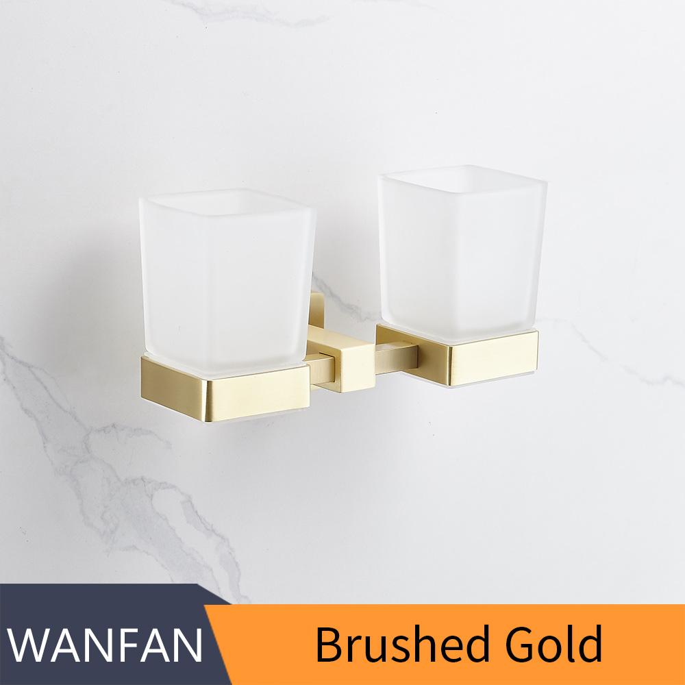 

Подстаканники и стаканы из цельной латуни, стеклянные стаканы, аксессуары для ванной комнаты, хромированные двойные стаканы, подстаканники для зубных щеток 7503