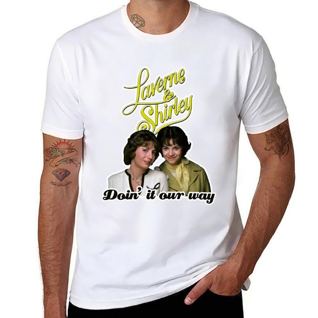 Doin It Our Way Yellow Laverne Shirley 70s Retro Tribute TShirt Casual All Match Short Sleeve TShirt