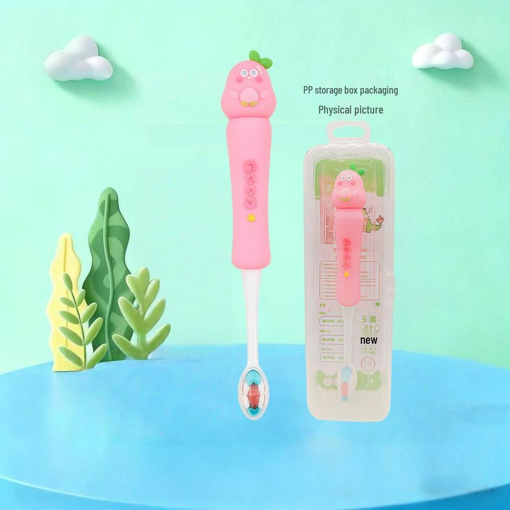 Children's Cartoon Dinosaur Toothbrush, Ages 3-12, with Cute Non-slip Handle & Soft Bristles for Gentle Oral Care