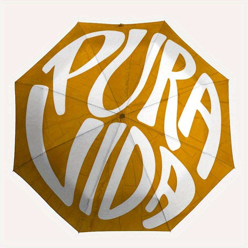 

1pc Pura Vida Automatic Folding Umbrella, 8-Rib Sturdy Canopy, Portable Travel Umbrella for Outdoor Use