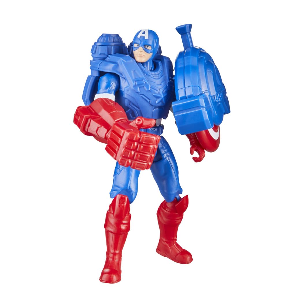 Hasbro Marvel Avengers Epic Hero Series Battle Gear Captain America Action for ages 4 and Superhero Toy Authentic Figure, 4-inch (10 cm) size, up,