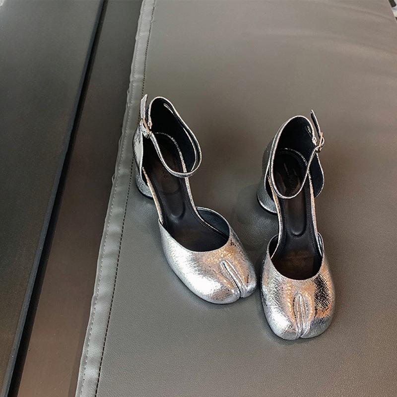 High-heeled Women's New Style Thick-soled Single Shoes, Round Toe, Shallow Opening Shoes