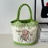 Cute Cartoon Prints Tote Bag Canvas Large Capacity Lunch Bag Colorful Storage Bag