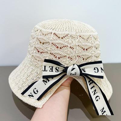 Chapeau seau assorti aux couleurs pour femmes, doux, avec nœud, respirant, style Panama, chapeau de protection solaire printemps et été