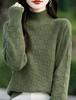 Women's 2024 Checkerboard Jacquard Knit Base Layer Top - Half-High Neck, Thick, Loose, Slim-Fit Sweater