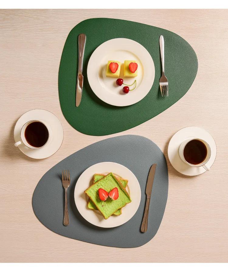 Dreieck Leder Tischset Küche Esstisch Matten Steak Pad Nicht-slipisolierung Pads Hotel Restaurant Home Decor