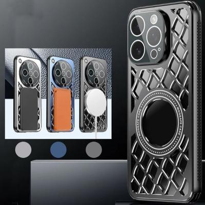 For Magsafe Aluminum Alloy Heat Dissipation Shockproof Case For iPhone 16Pro Max 16 15 14 13 12 Pro Back Plate Magnetic Wireless Charging Cover