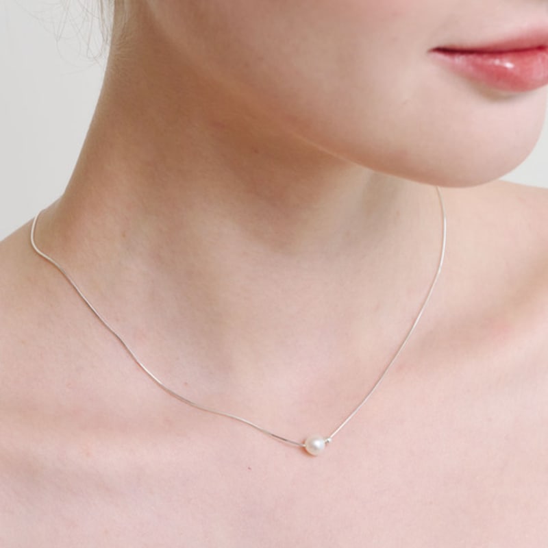 NUOY [Silver 925] Shining Silver Pearl Necklace