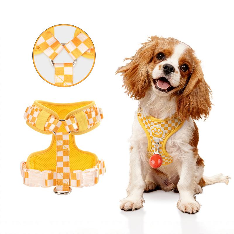 Vintage Plaid Dog Harness Leash Set Comfort Breathable Adjustable No-Choke Pet Vest for Small Medium Dogs Pechera Para Perro