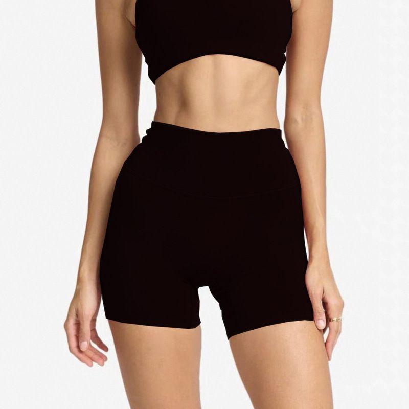 

Foreign Trade Cross-Border New Yoga Vest Women Beauty Back Bra with Chest High Waist Quick-Drying Running Sports Fitness Shorts Set Black shorts S
