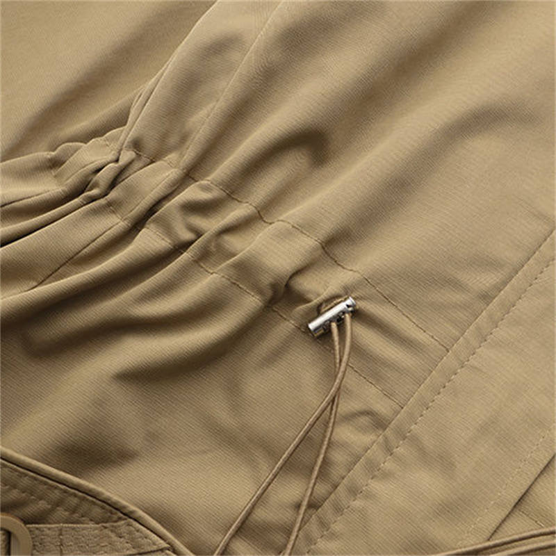 Women Solid Mid Long Hooded Trench Coat Middle Aged Mothers Plus Size Outerwear