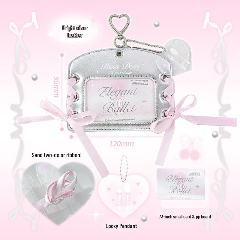 Leather Ballet Lace-Up ID Card Holder - Soft, Compact, Horizontal Design
