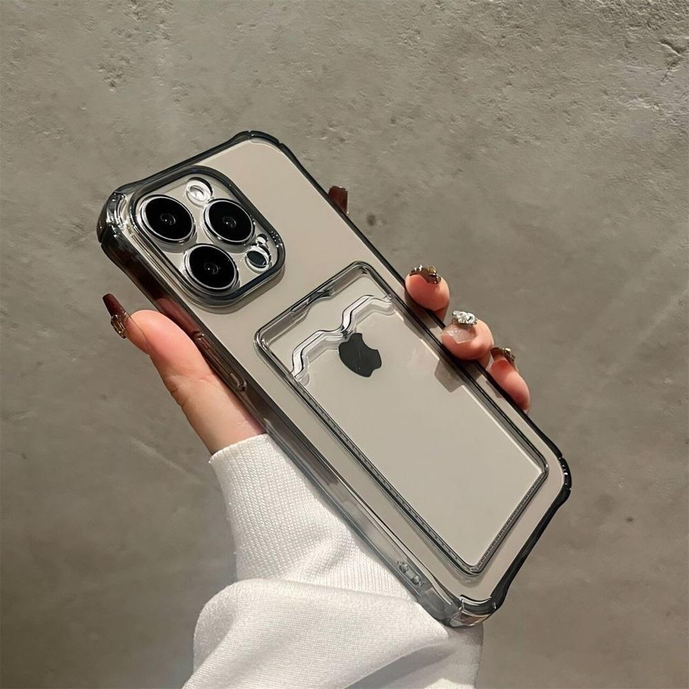 Transparent Card Slot Bag Phone Case For iPhone 17 16 15 14 13 12 11 Pro Max X XR 7 8 Plus SE Clear Wallet Shockproof Soft Cover