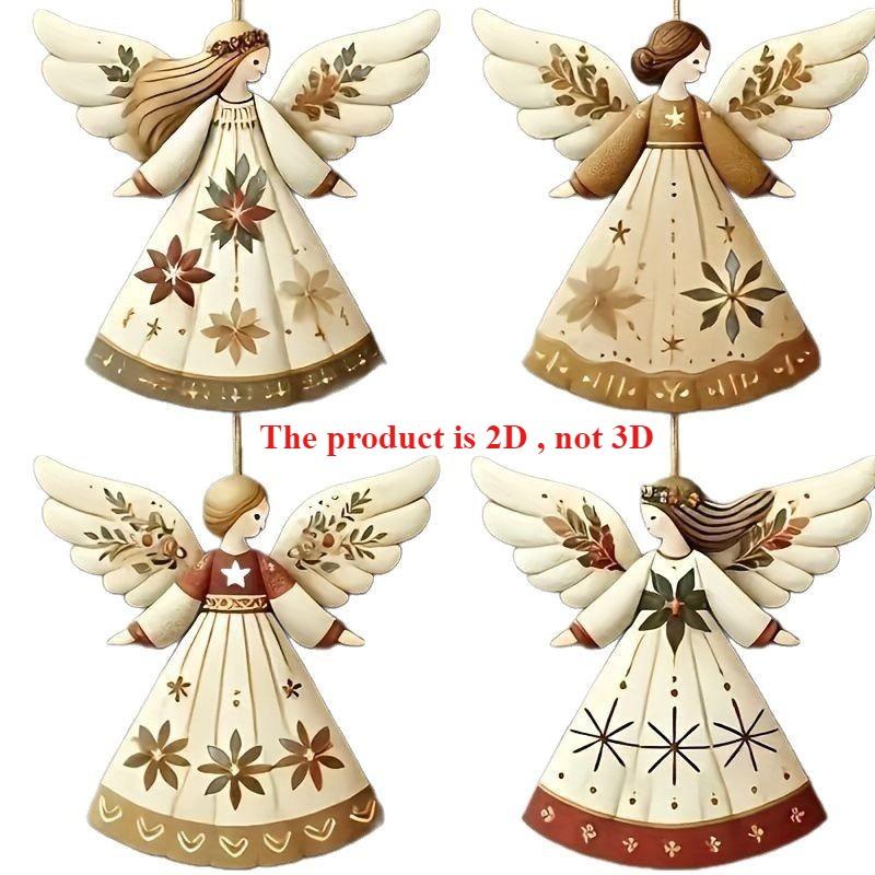 32pcs Handmade Vintage Wooden Angel Christmas Ornaments- Multi-Color Festive Decor For Tree,Home Offic Home Decor