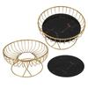 Round Fruit Basket Large Capacity Hollow Metal Fruit Bowl Stand for Dessert Snacks Bread L Black