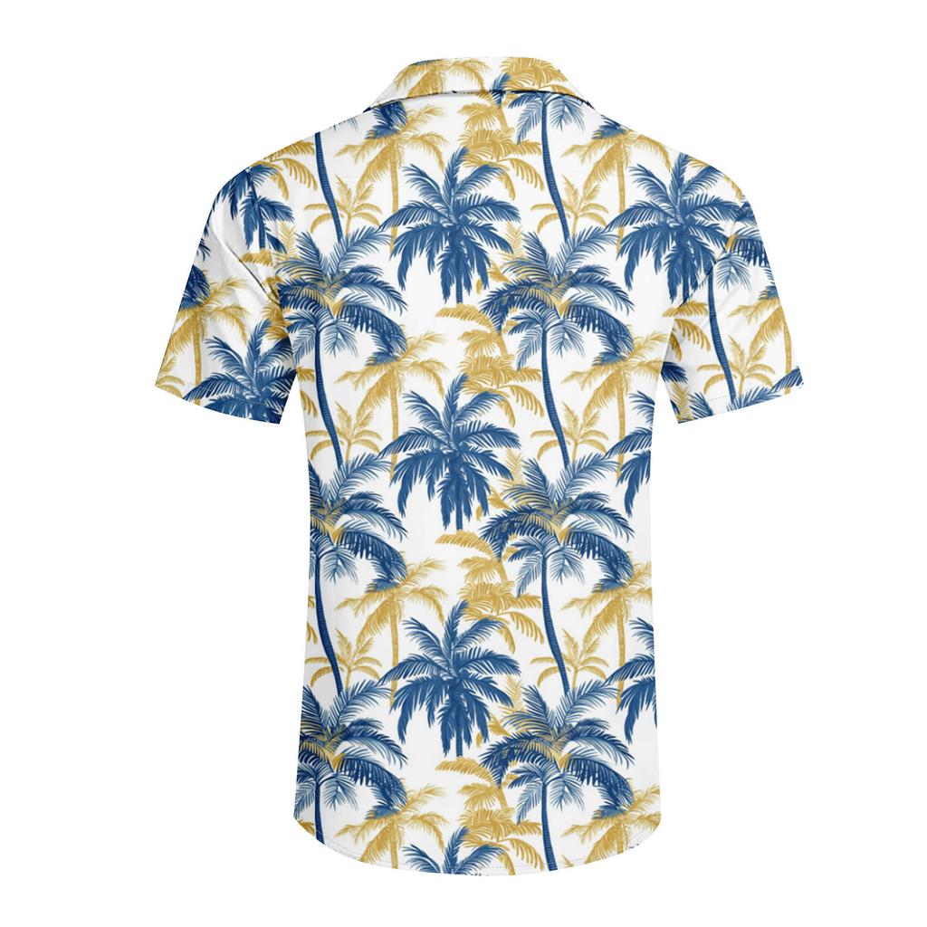 Men's Vintage Button Down Bowling Shirts Short Sleeve Summer Beach Shirt