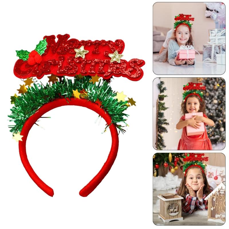 Set of 4 Sparkling Christmas Letter Headbands Christmas Letters Headbands for Girl Christmas Hair Accessories for Women
