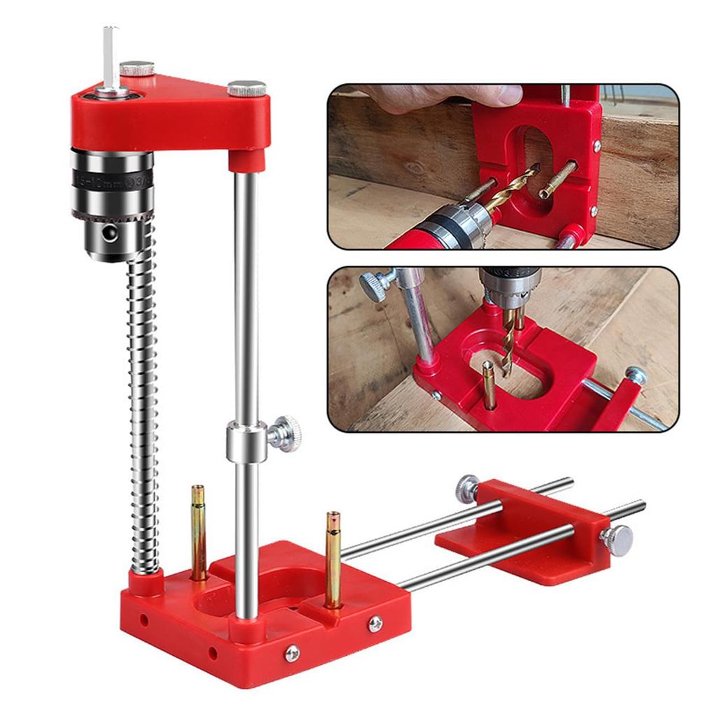 Ulable Aluminum Alloy Woodworking Drill Locator with Scale Adjustable Positioning Hand High Precision Woodworking Drilling Portable and Easy to