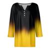 Women's Fashion Casual Printed V-Neck Seven Sleeve Button Down T-Shirt Top