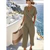 1116 Women's Clothing European and American Summer New Fashion Solid Color Irregular Short Sleeve Cover