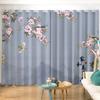 2PCS New Chinese Flower and Bird Print Semi-blackout Curtain Custom Hook Grommet Top Model Living Room Bedroom Window Curtain