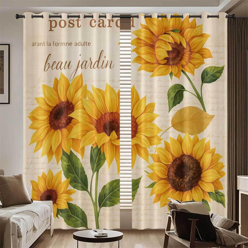 Individuelle Sonnenblumen Verdunkelungsvorhänge - Hochpräziser Digitaldruck, Verdicktes Polyester, Sonnenschutz