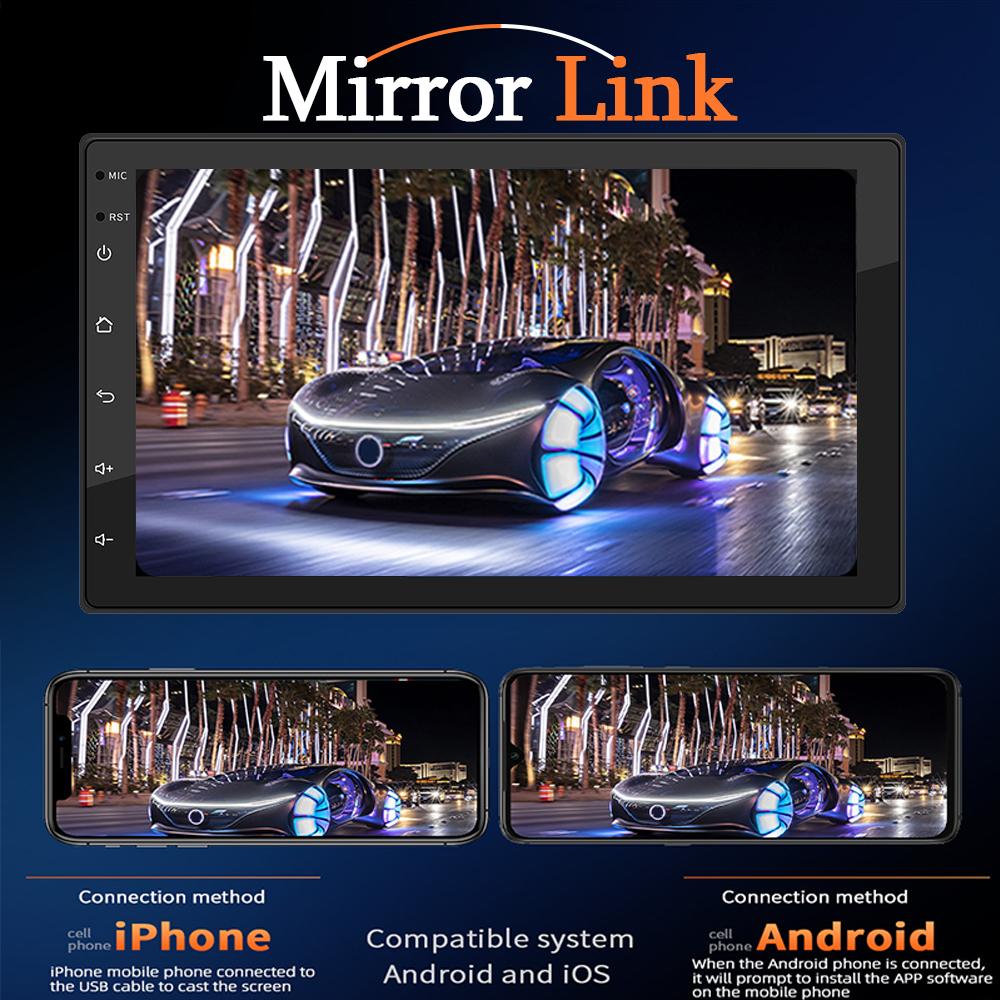 HIPPBQCC Car Radio 7 Inch Carplay Android Auto Multimedia Bluetooth Stereo Player HD Touch Screen 2 USB FM Mirror-Link Universal