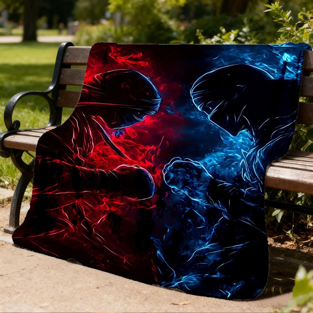 1pc Battle, Flame Outdoor Personalized Flannel Blanket, Soft, Lightweight Personalized Flannel Blanket, Digital Printing,