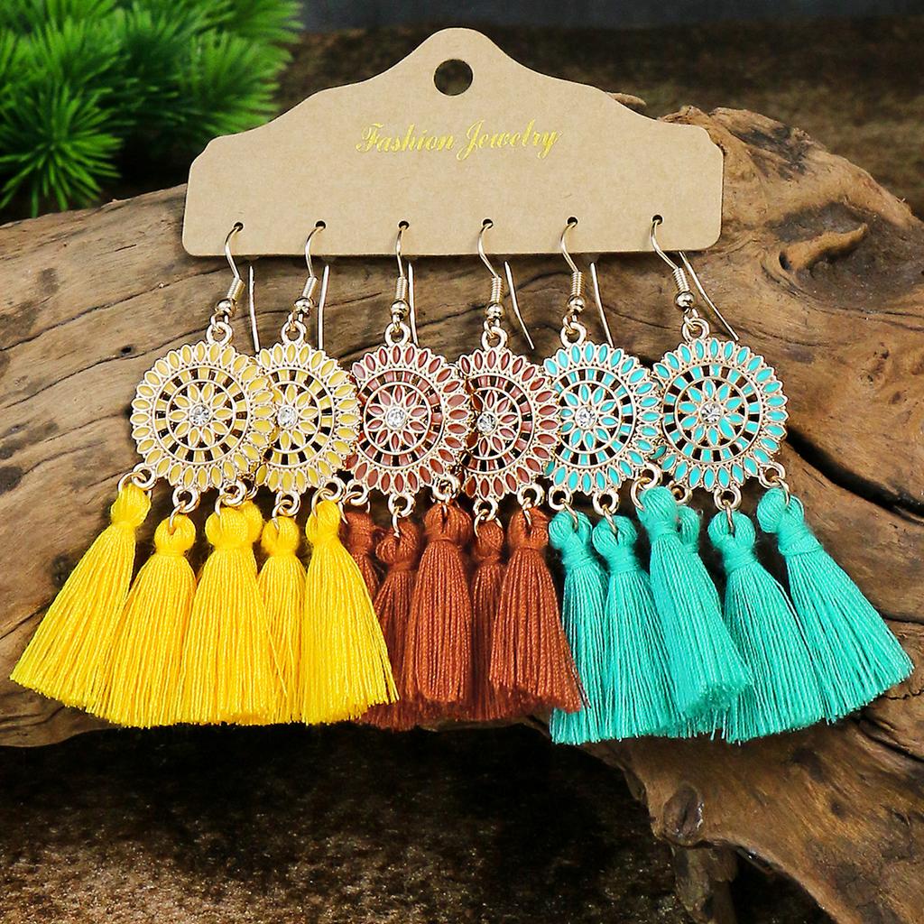Bohemian Gold Color Earrings Set Women Girls Tassel Drop Earrings Brincos Party Jewelr Versatile Gift