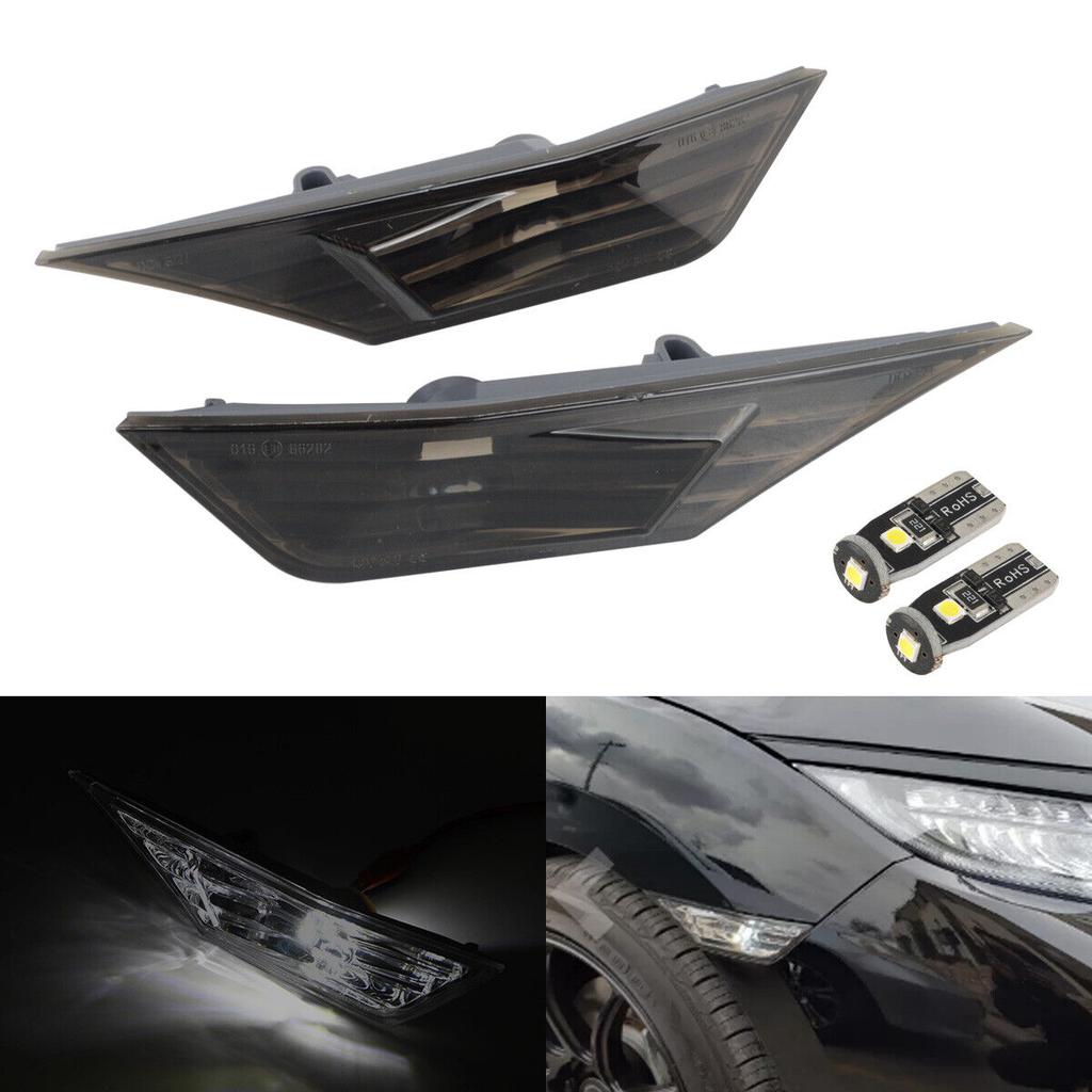 2pcs Car Turn Signal Light For Honda Civic 2016-2026 IP68 Waterproof Turn Signal Width Light Modified Black With LED Bulb