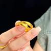 Women's Gold Starry Crushed Ice Ring - Thin Plain Band