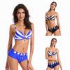Premium Quality 2 Pcs Summer Ladies Push Up Swimwear Stripe Bikini Set For Women