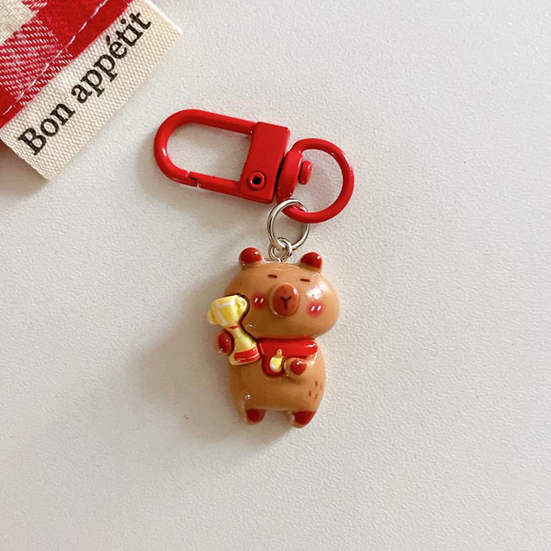 1-10pcs Capybara Keychains Bag Phone Pendant Kapibala Animal Hanging Pendants Men Women Cute Keyring Party Guest Jewelry Gift