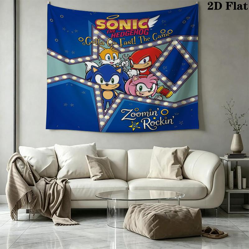 Sonic Hedgehog Wall Tapestry Aesthetic Wall Hanging Printed Fabric Blanket Decorative Tapestries For Bedroom Living Room Home Decor