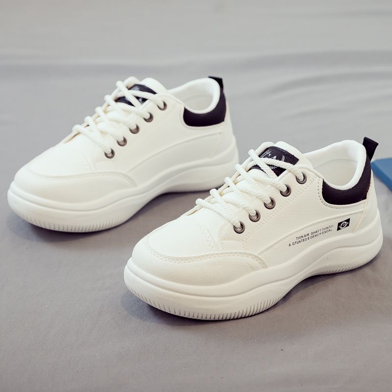 

Spring and Autumn New Leather White Shoes Women s Versatile Women s Shoes Comfortable Student Running Sneakers HX-Q 40 хакі