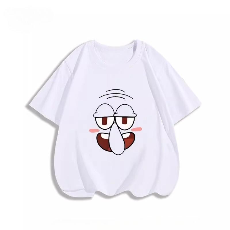 Potdemiel Summer SpongeBob SquarePants Pure Polyester Children's T-Shirt, Comfortable and Breathable, Suitable for Boys and Girls.