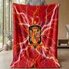 Spain Football Printed Flannel Blanket Skin Friendly Warm Decorative Throw for Indoor Couch Bed Daily Use