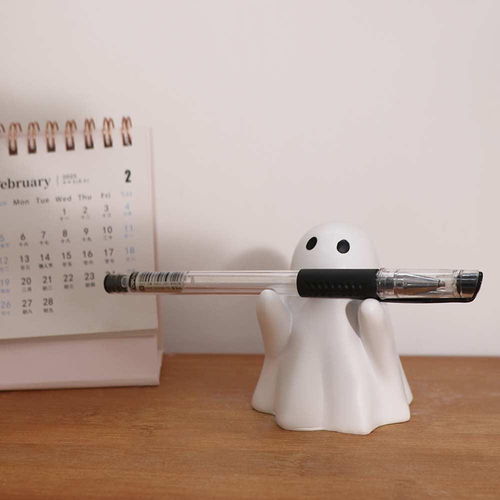 Funny Ghost Pen Holder Creative Halloween Ghost Figurine Desktop Decoration Ornament  Stationery
