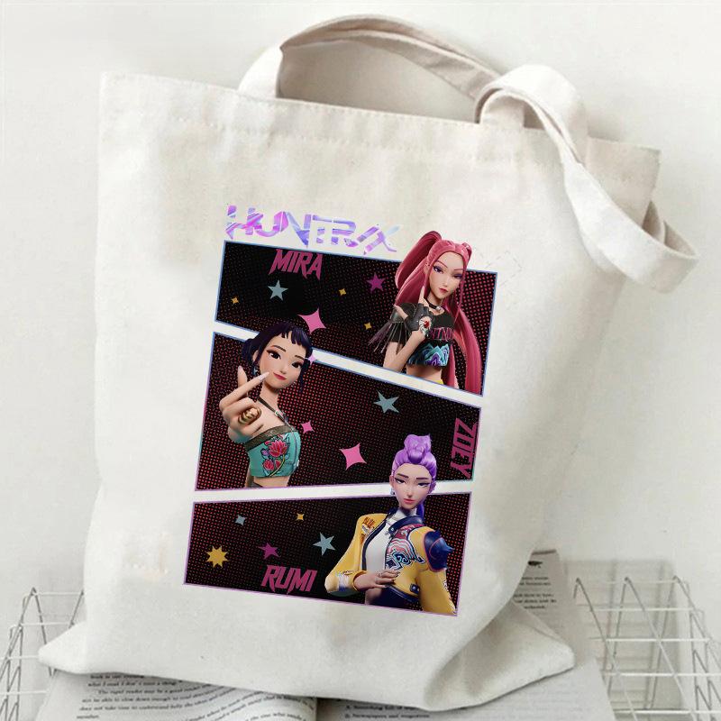 Kpop Witch Hunters Printed Canvas Bag Large Capacity Women's Daily Shopping Bag KTB