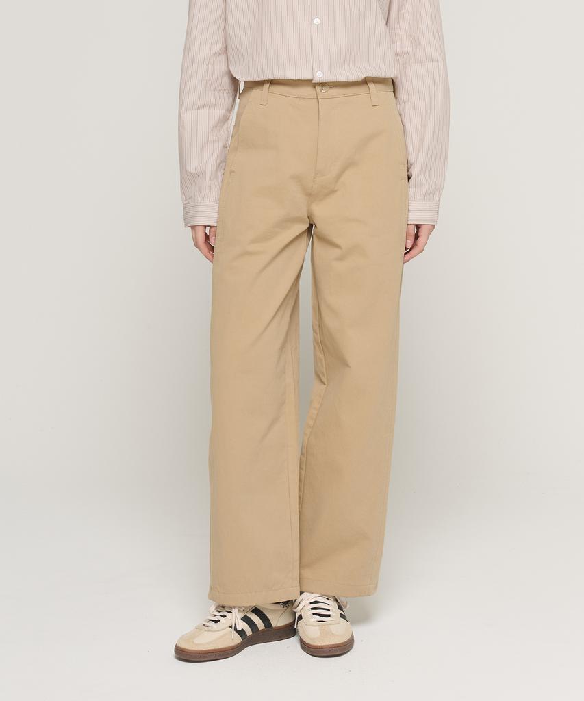 CARGOBROS FOR WOMAN Curved Stitch Bio Cotton Pants (Beige)