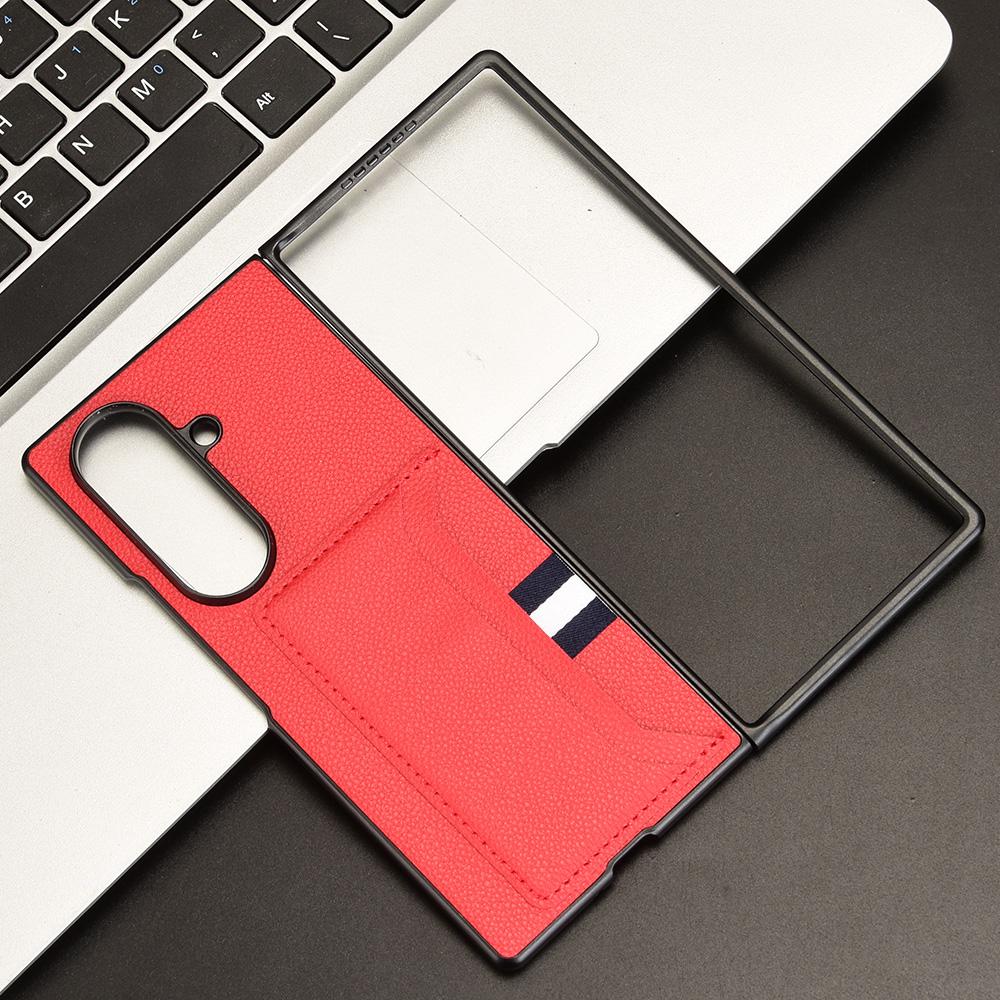 For Samsung Galaxy Z Fold7 5G Case Card Holder Litchi Texture Leather + PC Phone Cover
