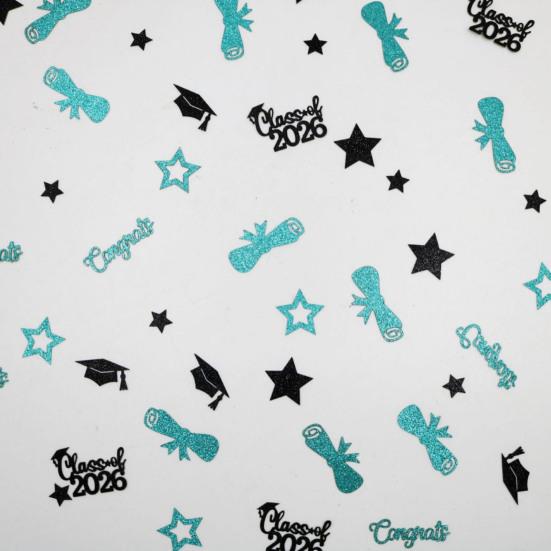 Yousheng 100 Pcs Graduation Confetti Glitter Grad Caps Bows Stars Confetti Class of 2026 Party Table Centerpiece for Graduation Party