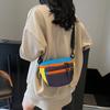 Summer Contrasting Color Saddle Bag Women'S Bag Foreign Style Canvas Shoulder Messenger Bag Niche Design Versatile Breast Bag