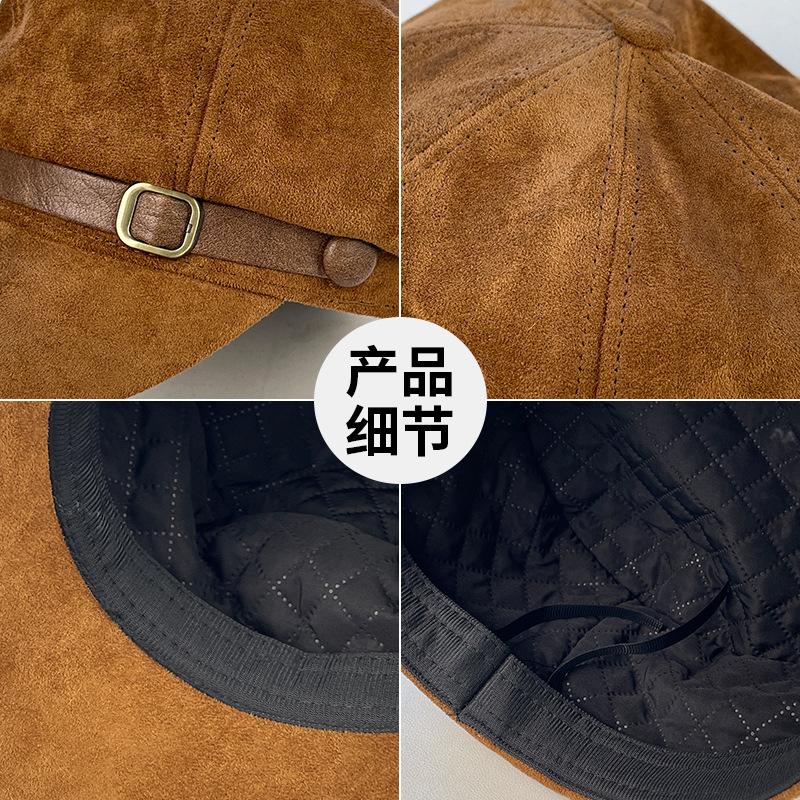 Suede Vintage Octagonal Hat Children'S Season Coffee Duck Tongue Beret Versatile Face Newsboy Hat