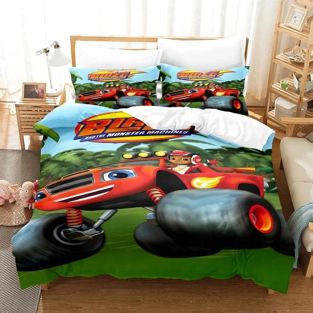 3D Print Blaze Cartoon Monster Machines Comfortable Duvet Quilt Cover Pillowcase Bedding Set Bedroom Decoration Home Textile